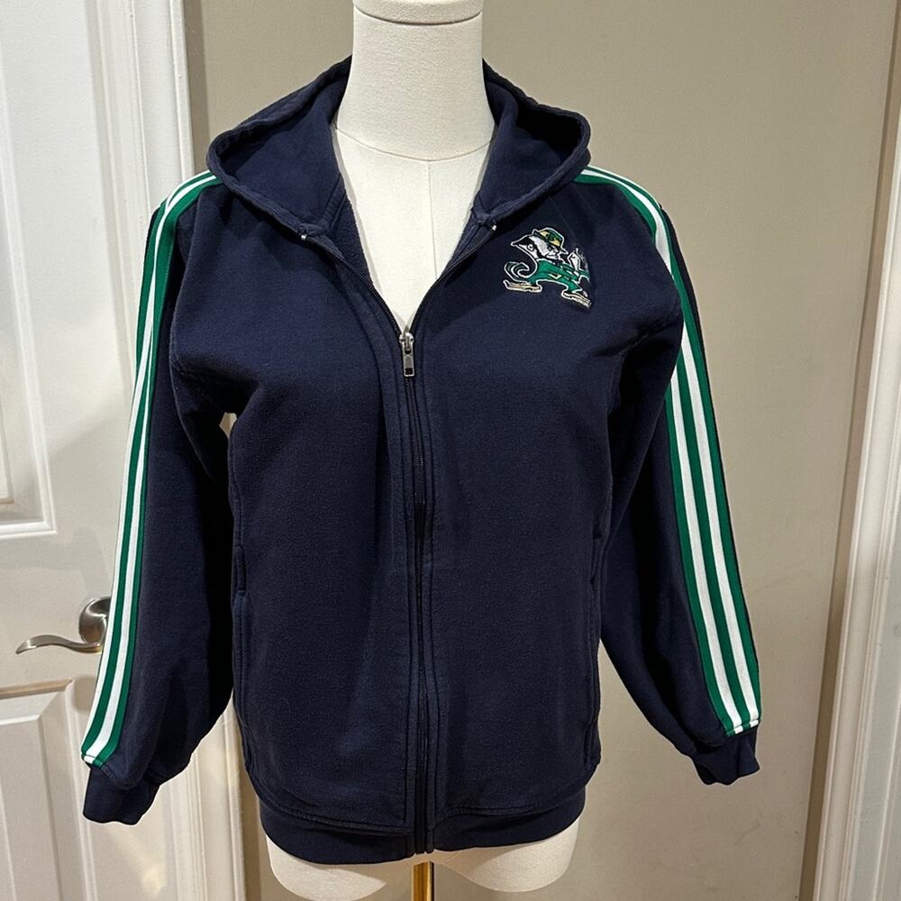 Kids Navy and Green Hooded Jacket fighting Irish. Medium 10-12